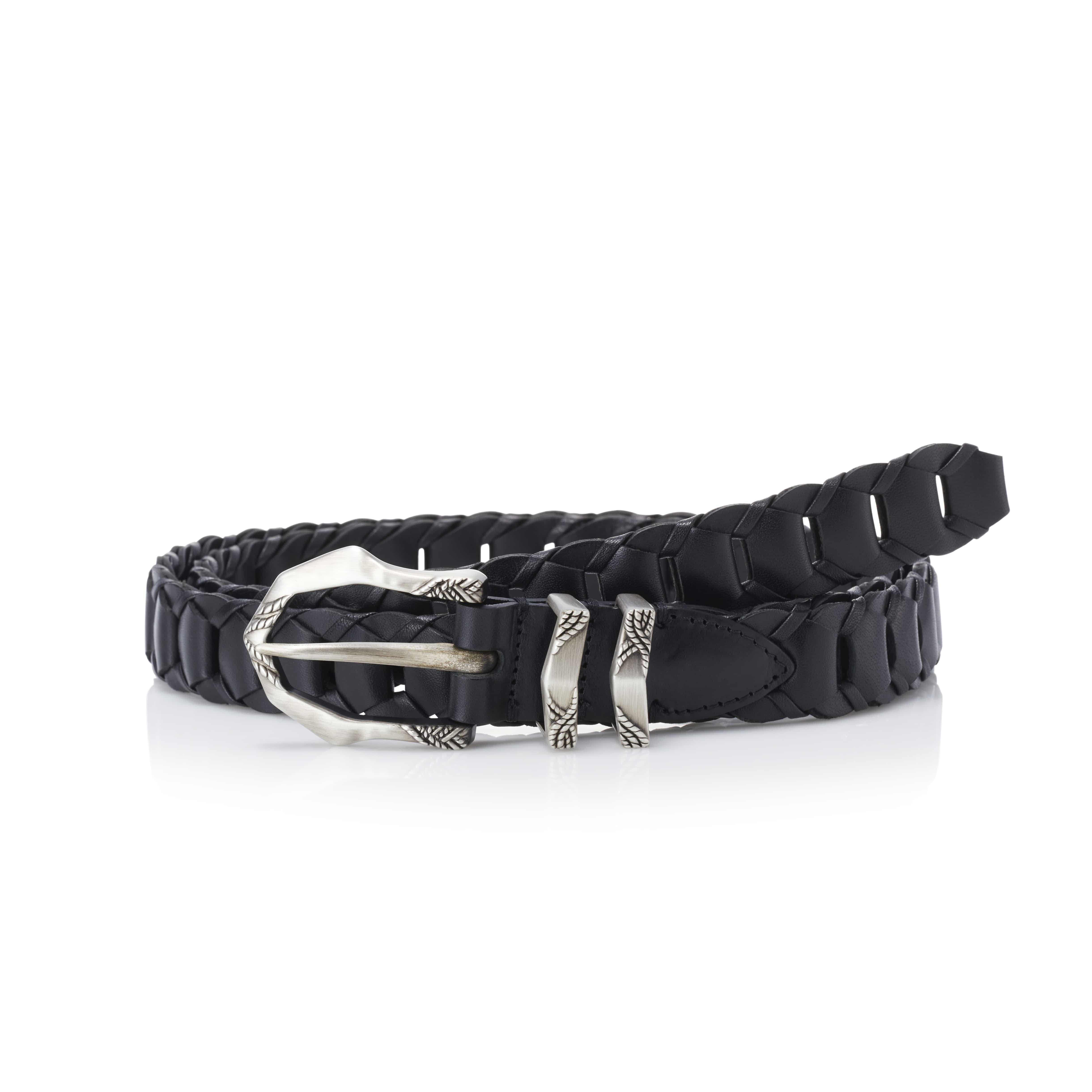 (세비지)160 Braided Leather Belt - Black